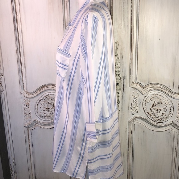 Soft Surroundings Blue on White Stripes Button Down Tunic/Shirt Dress Size Med. - Picture 6 of 10